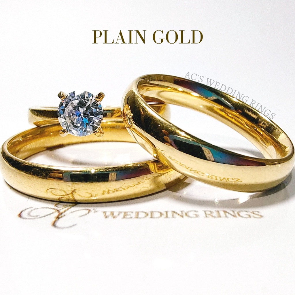 [AC] 3 in 1 Free Engraved Name Wedding Rings with Free Engagement Ring