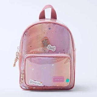 Zara New Bone Line star glitter pink sequin children's backpack gradient