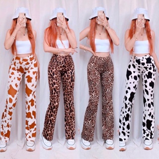 Lovelynesshop Fit and Flare Wide Leg Cotton Knitted Premium Pants Printed