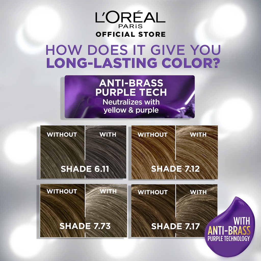 Hair ColourNEWLOreal Paris Excellence Ash Supreme Set of 2 - Hair Color Set with Anti-Brass Purpl