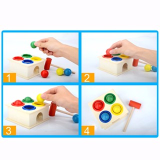 ▤1Set Wooden Hammering Ball Hammer Box Children Fun Playing Hamster Game Toy Early Learning Educati #5