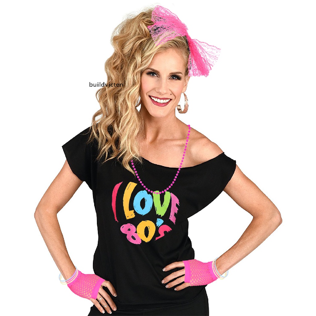 bui 80s Costumes Retro Outfit Accessory for Women - I LOVE 80'S Shirts Tops  nn | Shopee Philippines
