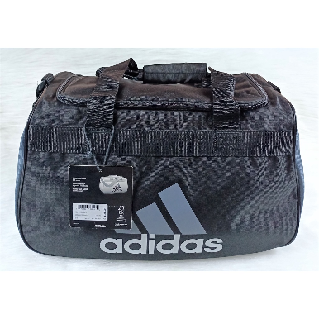 Adidas M216983 Diablo Black/Onix Grey/White Small Duffel Gym Bag
