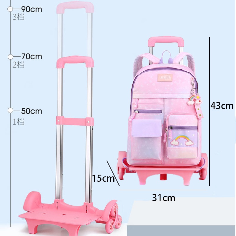 Trolley bag for kids Girls Student High Capacity Rolling school backpack wheeled bag Children Trolley Bag