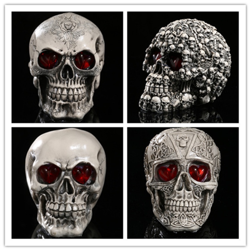 Resin skull Display LED Skull Crafts Personalized Office Decoration Halloween Decoration Teaching