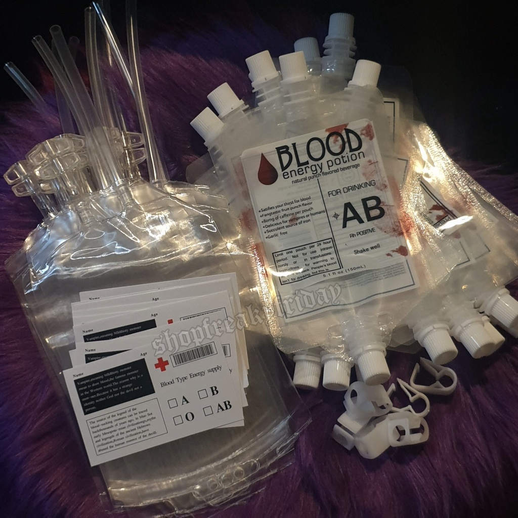 PRE ORDER Fake Blood Bag Halloween Party Gothic Harajuku Punk Vampire