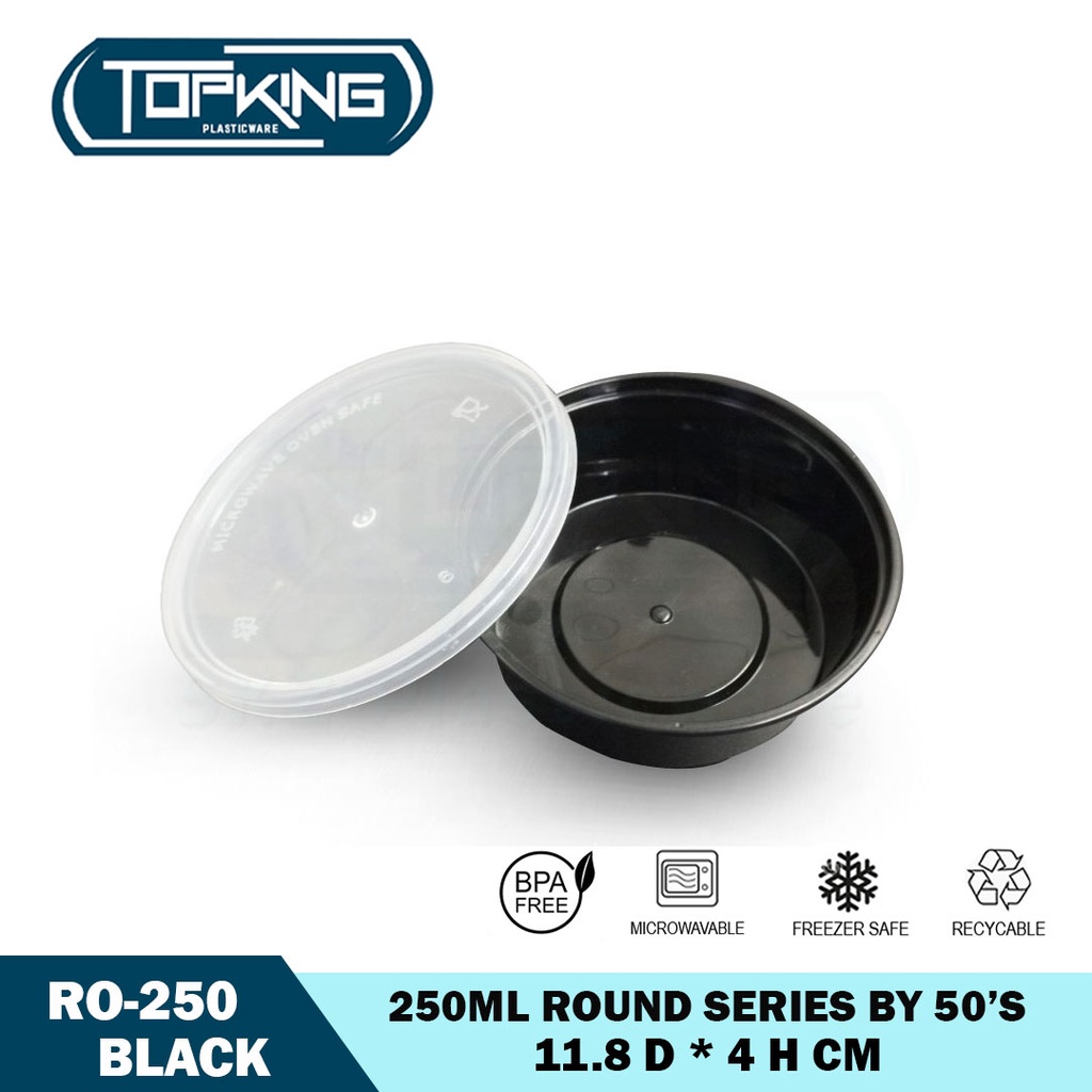 Topking Ro 250 Clear and Black Microwavable Container (50Pcs/Pack ...