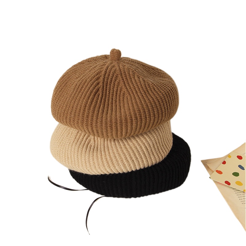 In stockNEWKorean Winter Baby Beret Hat Autumn Solid Bump Stripes Children's Knitted Berets Hats Fo