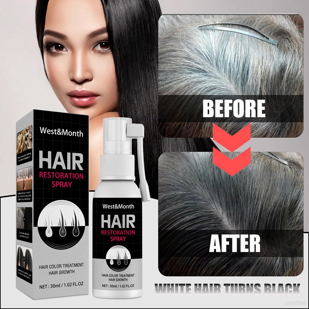 30ml Black Hair Growth Spray Prevent White Hair Restore Melanin Serum