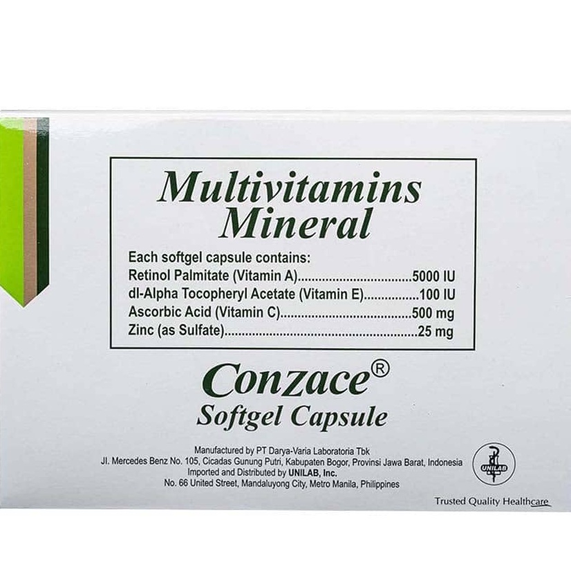 Conzace Multivitamins + Minerals (Vitamin A,C,E + Zinc) Softgel