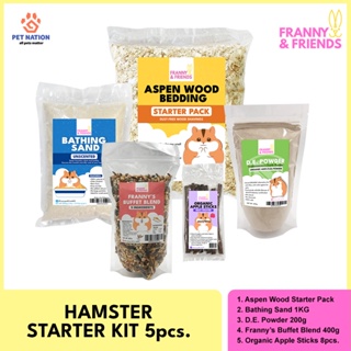 Franny & Friends Hamster Starter Kit - 1kg Unscented Sand Bath Bathing Sand, 400g Franny's Buffet Bl