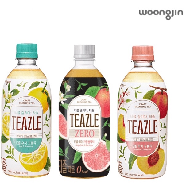 Woongjin TEAZLE (Peach & Oolong tea & Citron & Green tea & Zero calorie
