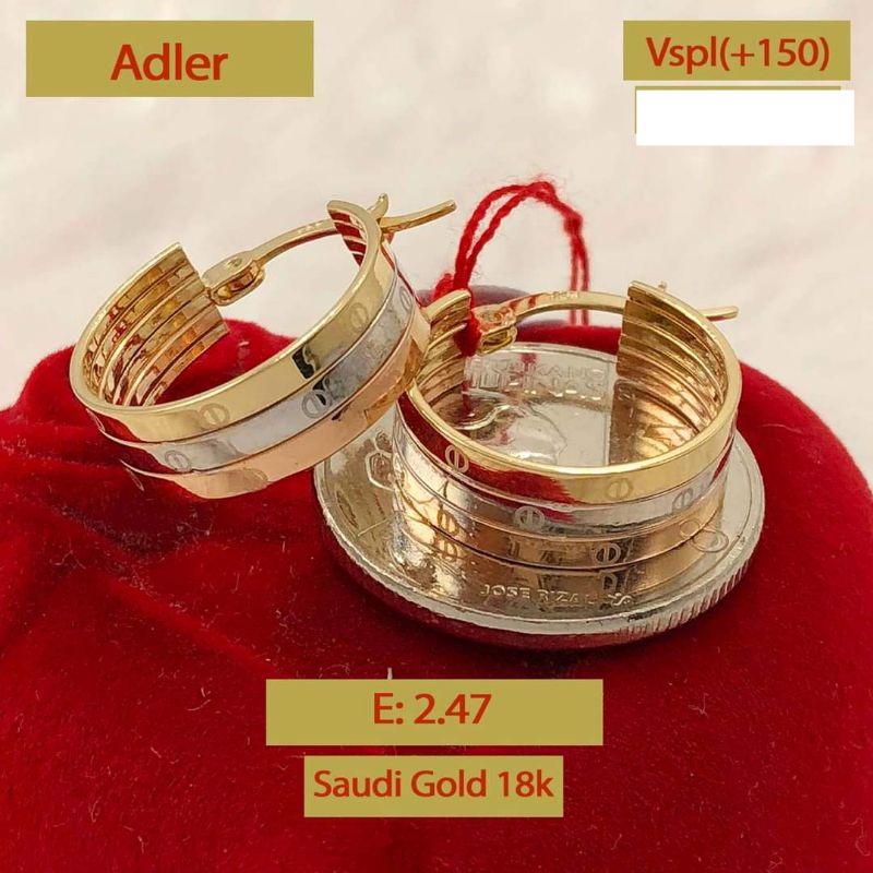 18K Saudi Gold Tricolor Loop Earrings PAWNABLE | Shopee Philippines