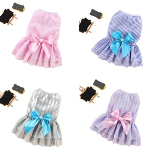 clothesCOD【MQQ】Puppy Vertical Striped Butterfly Skirt Summer Pet Dog Skirt Princess Dog Wedding Dre