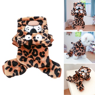 SIW-Pet Clothing Leopard Printed Tiger Pattern Dog Cat Four-legged Hooded Clothes for Daily Wear