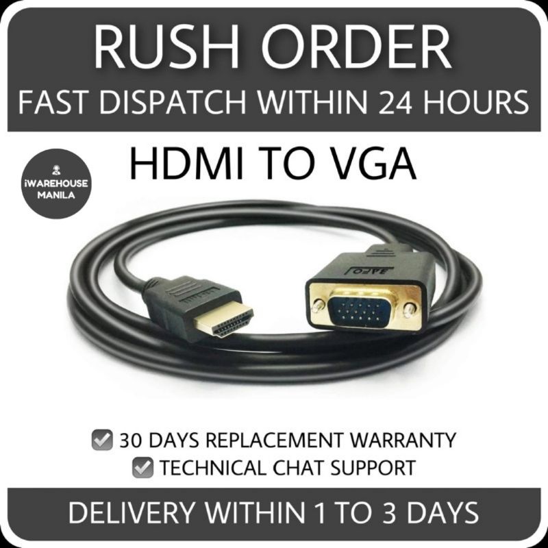 1.8m HD 1080P HDMI Male to VGA Male Cable Active Video Adapter