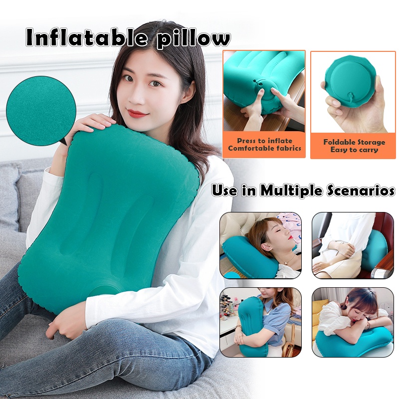 COD Inflatable Travel Pillow Automatic Air Nozzles Pillows Camping Outdoor Supplies Tourism