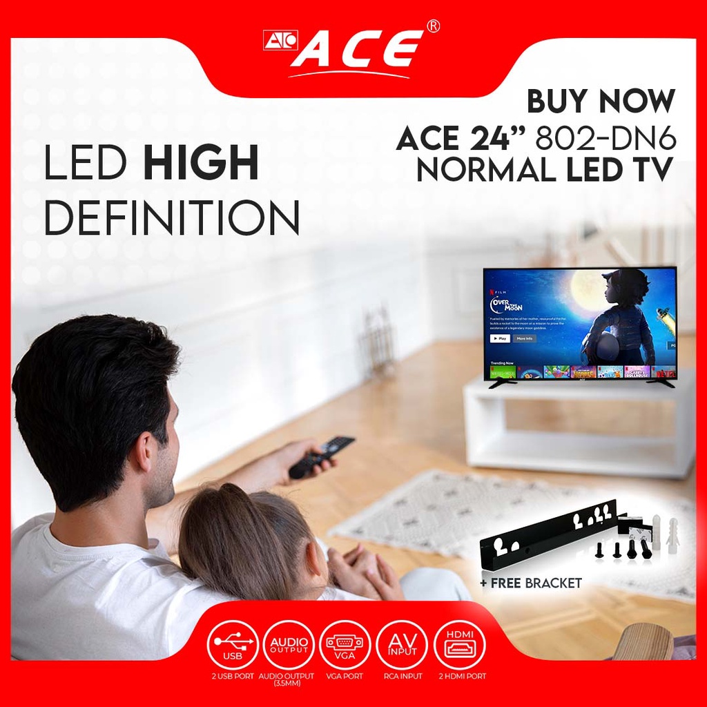 Ace 24 Super Slim Full HD LED TV Black LED-802/free bracket