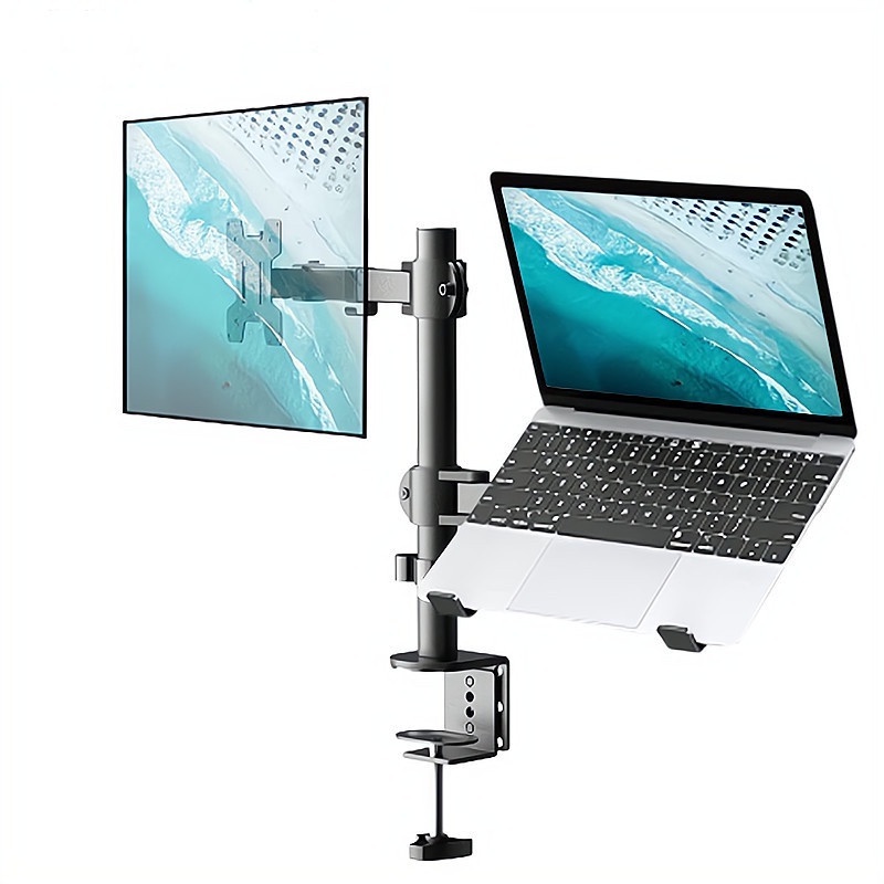 Laptop Mount Stand Bracket with Tray Adjustable Arm Dual Monitor Mount ...