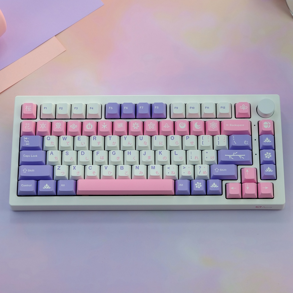 PBT GMK Hanami Keycaps Cherry Profile Tri-color keycap Dye Sublimation ...