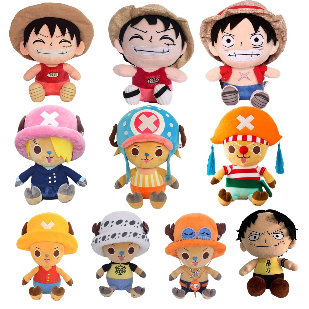 Original 20cm One Piece Japan Anime Plush Toys Luffy Chopper Ace Figure