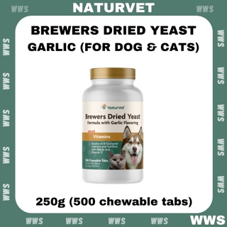 NaturVet Brewers Dried Yeast Formula with Garlic Flavoring Chewable Tablets For Dog & Cat 500 Tablet's (250g)