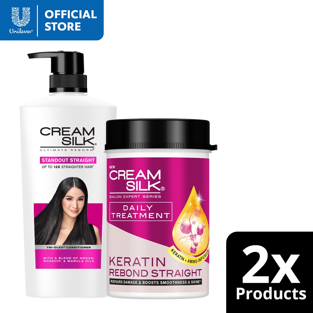 Cream Silk Hair Conditioner Standout Straight 650ml + Treatment Keratin Rebond Straight 650ml