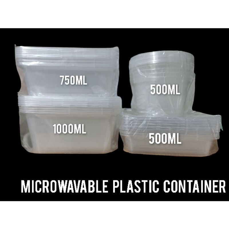 Microwavable Plastic Container Tub Rectange/ Round 1000ml / 750ml