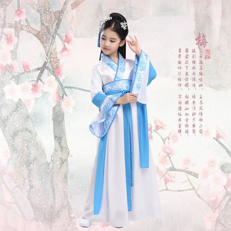 Available in Stock kids chinese Hanfu for girls Ancient Costume Girls' Han Chinese Costume Summer 9-Year-Old Fairy Princess Dress Performance Wear Little Girl Ancient Clothes
