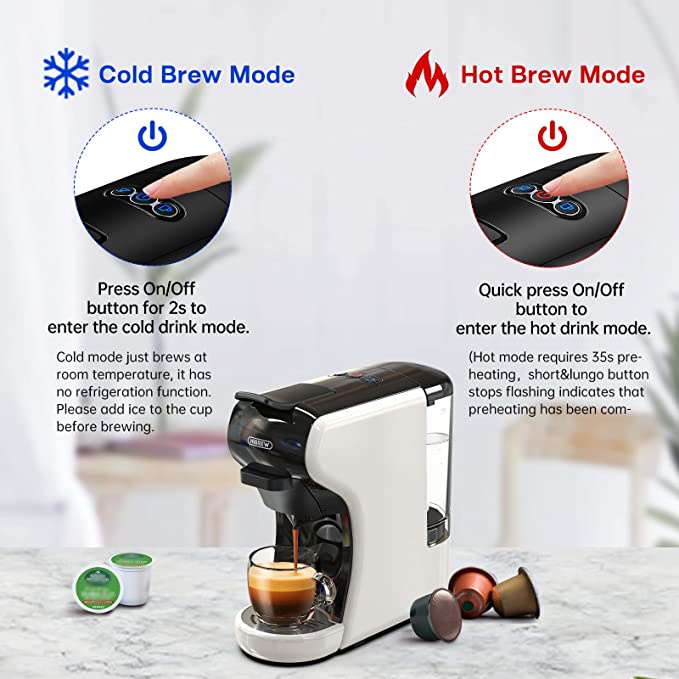 HiBREW 4in1&5in1 Capsule Coffee Machine,19bar Coffee Maker Machine Nespresso Machine Cold/Hot