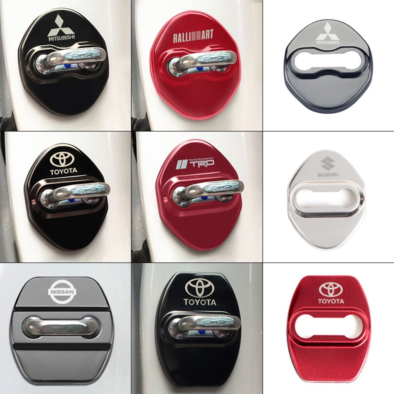 4pcs Car Door Lock Cover Stainless Steel Car Door Lock Protective Cover