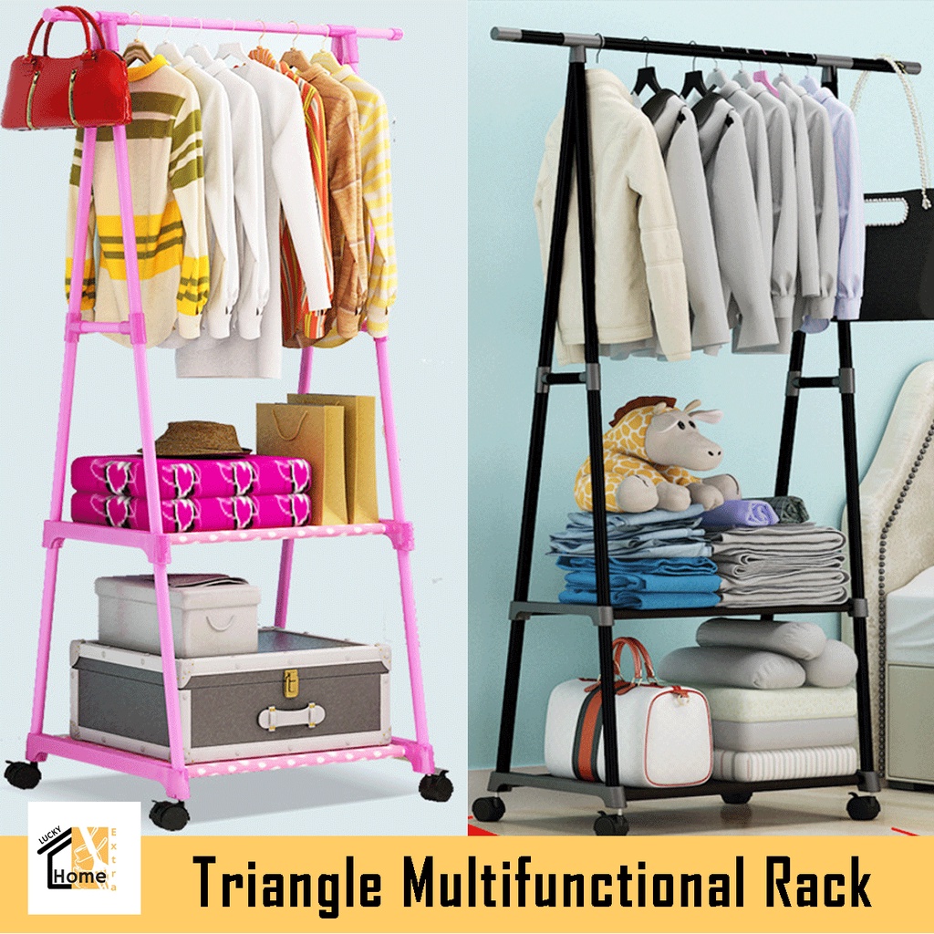 Lucky Multifunction Telescopic Triangle Coat Rack Bedroom Bag Rack