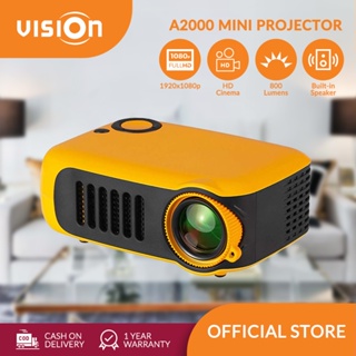 VISION A2000 - Mini Projector 800 Lumen, Portable LED, Multimedia Video Player with Built-In Speaker