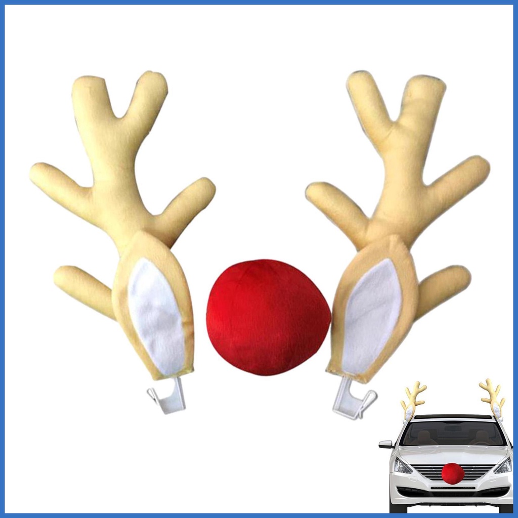 Reindeer Car Kit Reindeer Antlers Car Decor Set Includes Antlers and Red Nose Auto Holiday