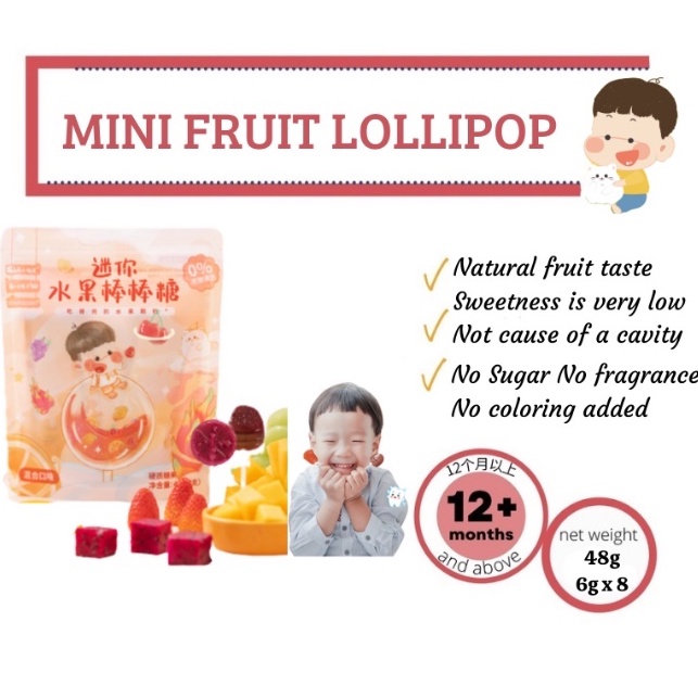 Xylitol Fruits Healthy Pops Lollipop for 24M+ Babies Kids Xylitol Candy No Sugar 48g Momzoom
