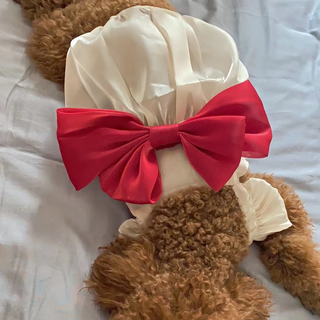 Champagne Dog Clothes Black Dog Dress for Shih Tzu Birthday 1st Pet Princess New Year Wedding Costume with Big Red Bowknot Christmas Outfit #5