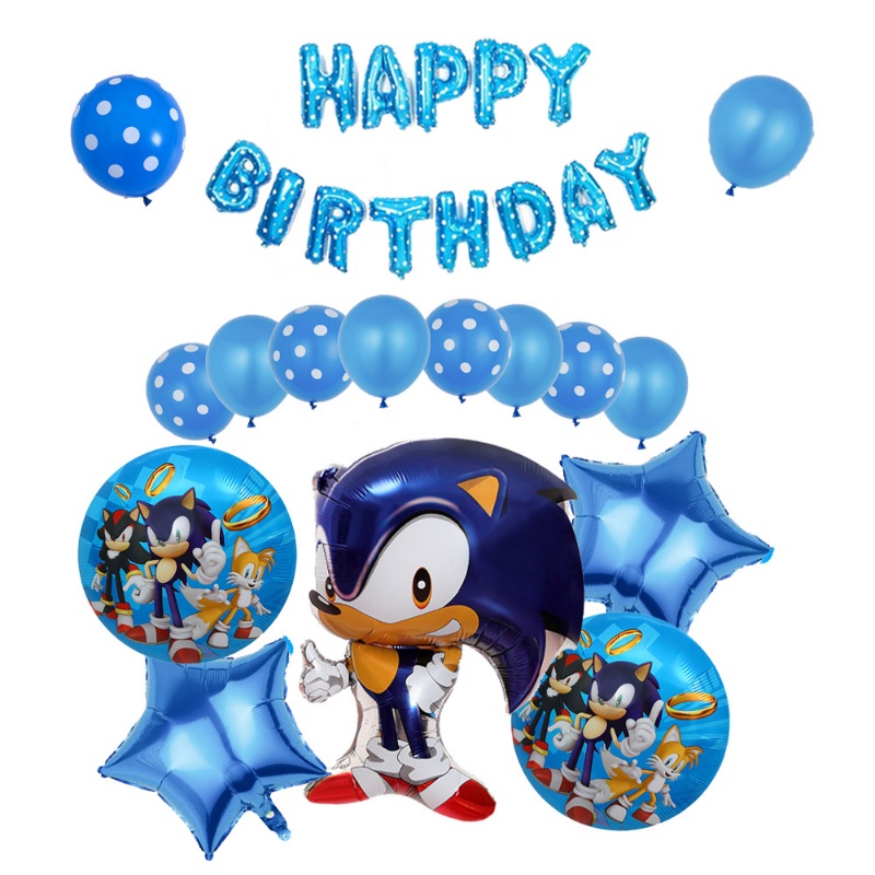 17pcs/set Sonic Aluminum Foil Balloon Sonic Happy Birthday Decoration ...