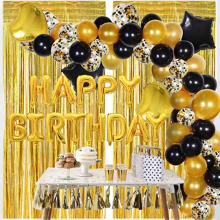 NEWIn stock▨60pcs Gold Black Balloons Happy Birthday Party Decorations Boy Man Woman 10th 12th 13th #2