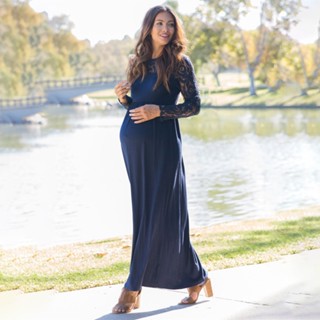 Sling Bag Design Maternity Photography Outfit Maxi Gown Women Lace Long Dress Sleeve Pregnancy Outdo #1