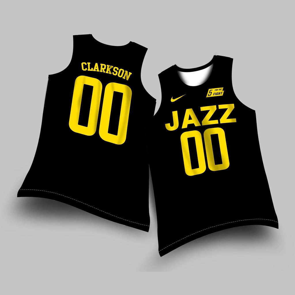 UTAH JAZZ BLACK & YELLOW JERSEY 2023 JORDAN CLARKSON 00 FULL