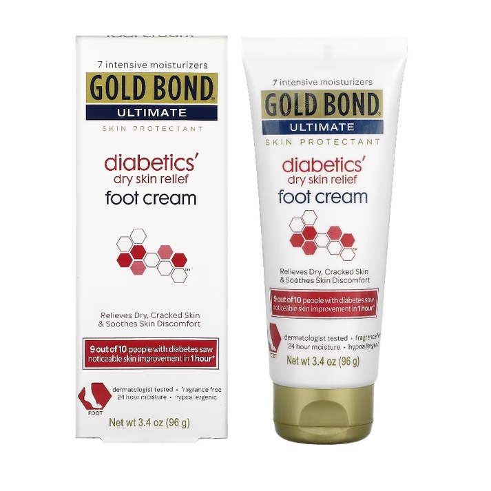 Gold Bond Ultimate Diabetics' Dry Skin Relief Foot Cream Fragrance Free 3.4 oz (96 g) Shopee