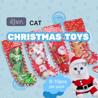 BUNDLE Pack Interactive Cat Teaser Toy Cat Christmas Stocking X-Mas Gift Set for Kitten Kitty