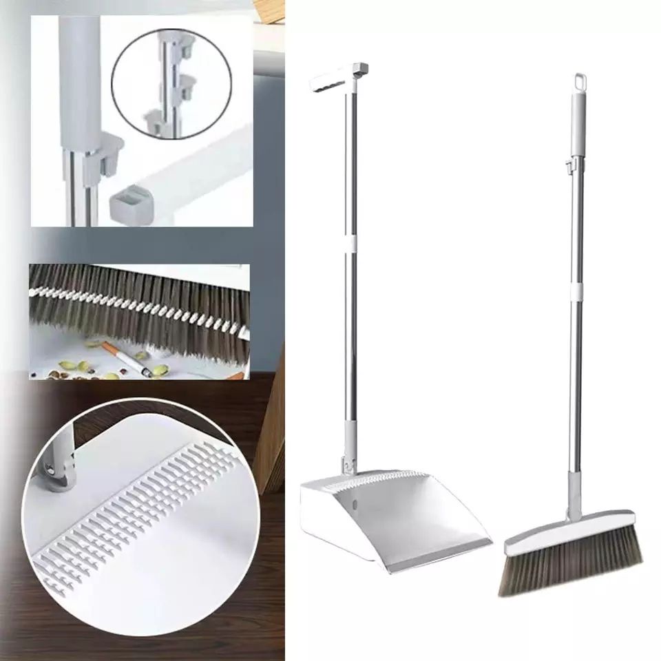 Foldable and standing broom and dustpan set With Extendable Broomstick ...