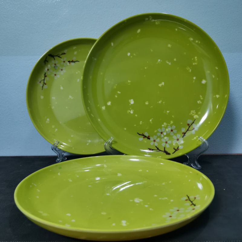 3/6pcs. Melamine Round Dinner plate; Green Dinnerware Sakura Design