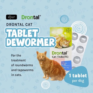 DRONTAL 1 Tablet Cat Dewormer Round and Tapewormer for Cats