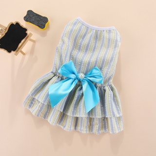 ⭐*IV*✌๑Hipidog Puppy Vertical Striped Butterfly Skirt Summer Pet Dog Princess Wedding Dress Cat Shih