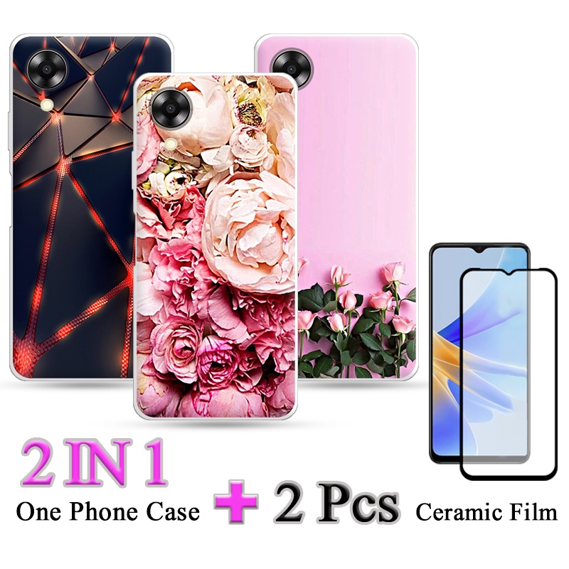 ILING Coque Pour Oppo A17 / Oppo A17K, Très Mince Élégante Dégradé De Couleur Carton Brillant Design Femme Étui, Doux Silicone Galvanisé TPU Antichoc Protection Housse (Vert