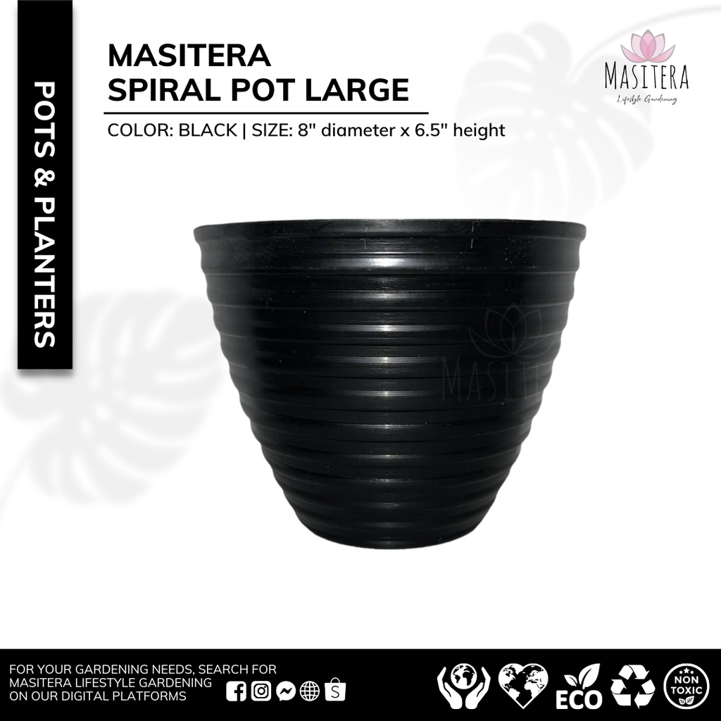 Black Spiral Pot Large by MASITERA Plastic Pots Trending