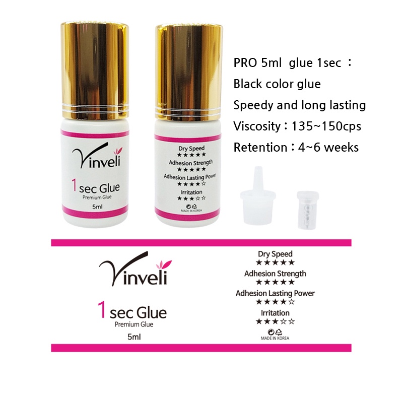 VINVELI KOREA Eyelash Extension Glue 5ml 1sec dry time for professional