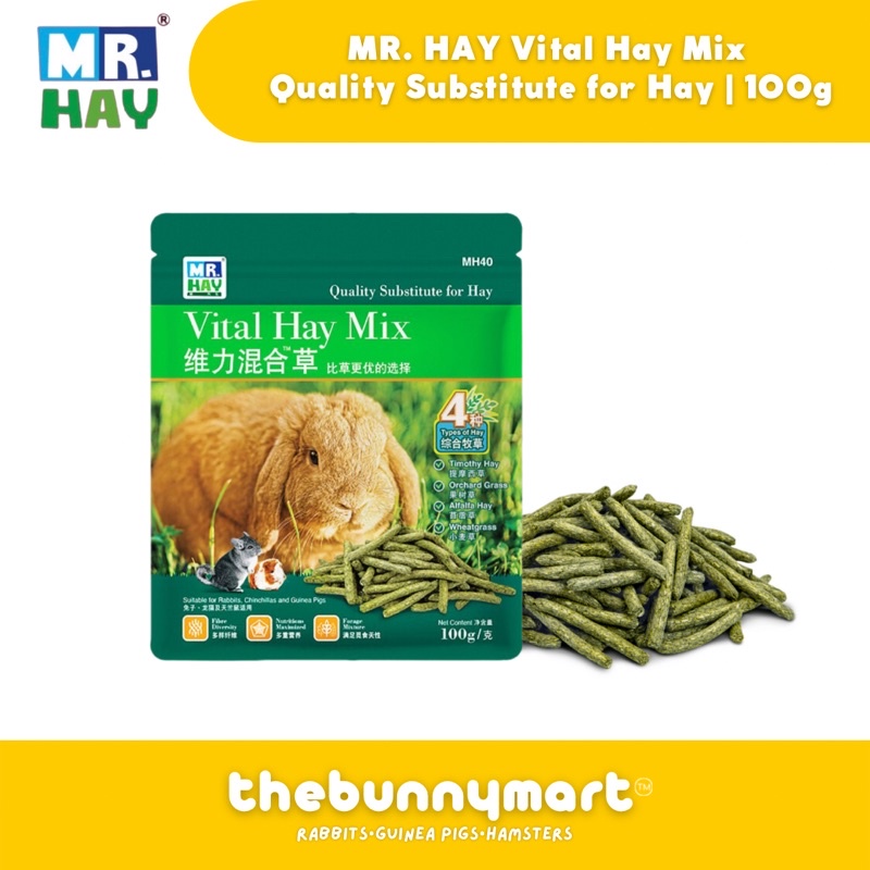 MR. HAY Vital Hay Mix Sticks (Timothy Hay/Orchard Grass/Alfalfa Hay/Wheat Grass) for Rabbits 100g #1